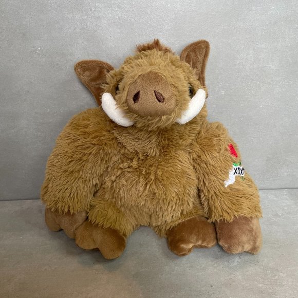 DanDee Wild Boar Plush *Hog* Love XOXO *Rose Tattoo* Brown Stuffed Animal 10" - Picture 1 of 5